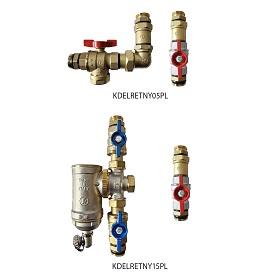 KDELRETN Pakiet przyłączeniowy zasilania i powrotu c.w.u. do pomp ciepła z wbudowanym zaworem przełączającym
