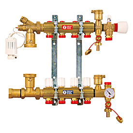 R557 Rozdzielacz z podmieszaniem z głowicą termostatyczną, wstępnie zmontowany